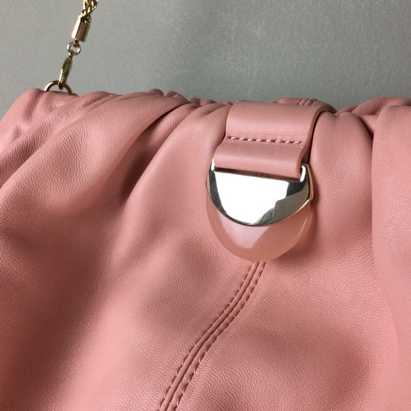 NWOT Loeffler Randall Analeigh Ballet Pink Leather Ruched Clutch - Picture 8 of 12